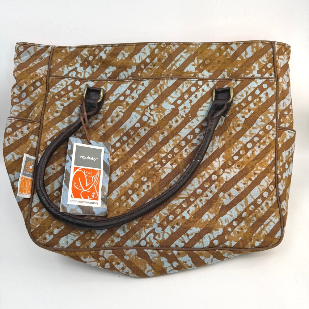 NWT Ergobaby EMC Diaper Bag Rare Togo Print OS Boho Canvas Leather Indie‎ Tribal